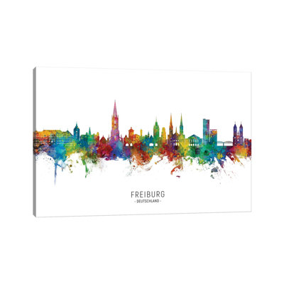 Freiburg Deutschland Skyline City Name by Michael Tompsett - 1 Piece Wrapped Canvas Painting