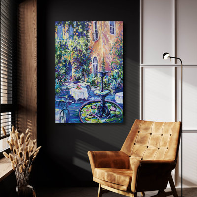 Art mural en verre épique «New Orleans Courtyard» par ADEL, 24 po x 36 po
