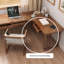 Bureau en bois massif en forme de L brun noyer avec 3 tiroirs-2103932470-2103932465