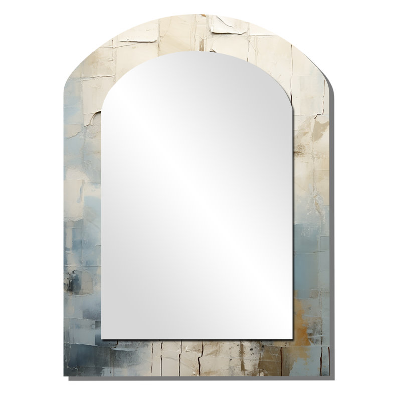 Croix de Christianisme beige de Jessus II - miroir mural unique en forme de Christianisme, 34 po x 25 po