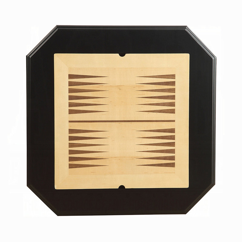 Table de jeu carrée avec base en piédestal en bois, Noir