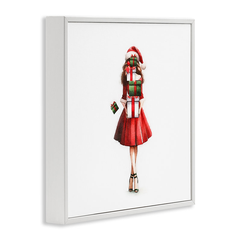 «Carrying Christmas Christmas» par Amanda Greenwood, Giclée encadrée blanc bord de mer, H 12 po x l 12 po