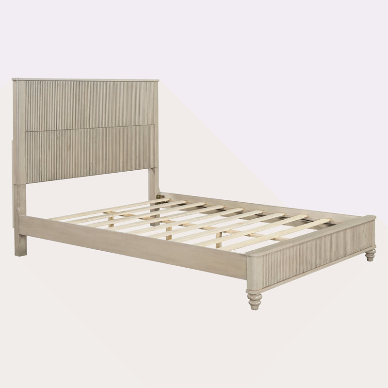 Solid Wood Bed Frame With Headboard,Tall Headboard Wood Bed ,No Box Spring Needed, Queen