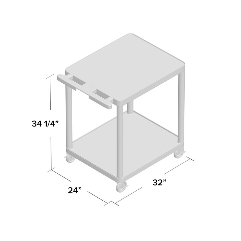 Black Two-Shelf Utility Cart with Raised Ledge