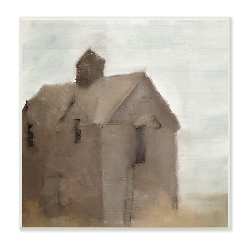 Rustic Painterly Brown Barn Farmland - Peinture, Plaque murale, H 12 po x l 12 po x P 0,5 po