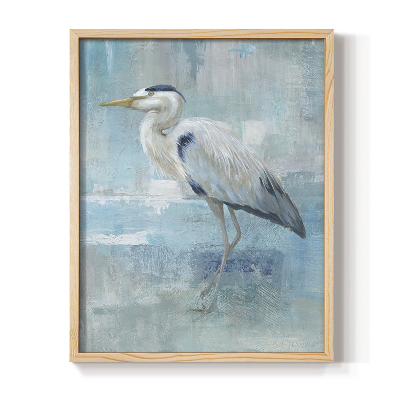 Blue Heron II, reproduction encadrée - bois massif, H 11 po x l 9 po