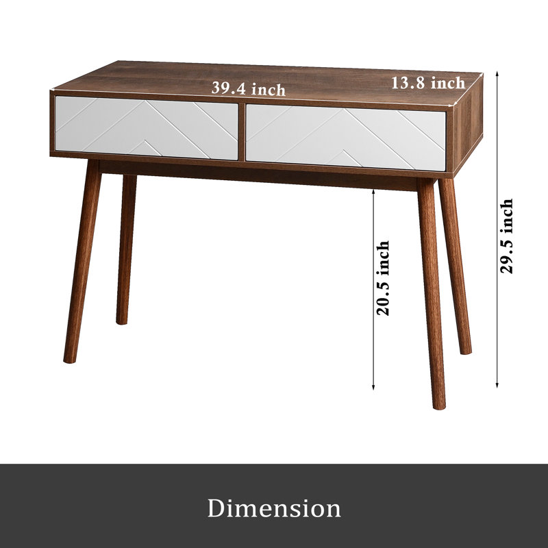 Entryway Table With 2 Carved Panel Drawers, Console Table With Storage Space And Wood Legs,Sofa Table Behind Couch For Hallway, Living Room