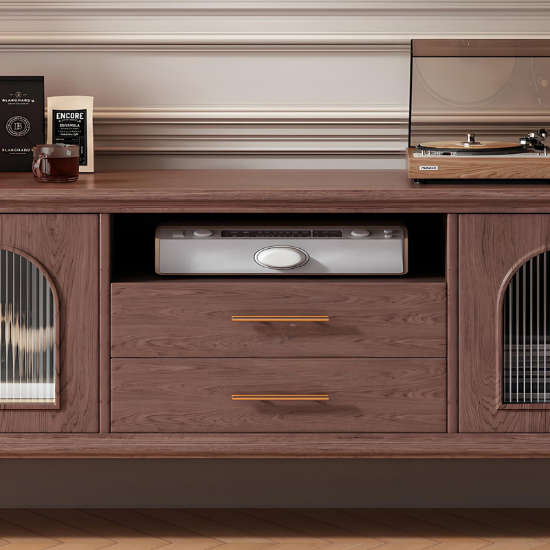 Meuble télé de style américain, H 22,8 po x L 78,7 po x l 15,7 po, Bois brun