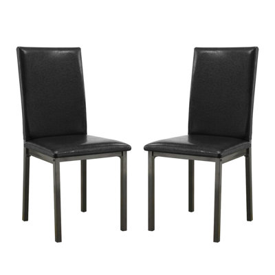 Ensemble de 2 chaises d'appoint rembourrées en similicuir avec un design minimaliste et des sièges confortables pour les espaces de vie transitionnels