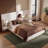 Upholstered Fabric Bed Frame Headboard With 2 Nightstands And Footboard Solid Wood Platform Bed
