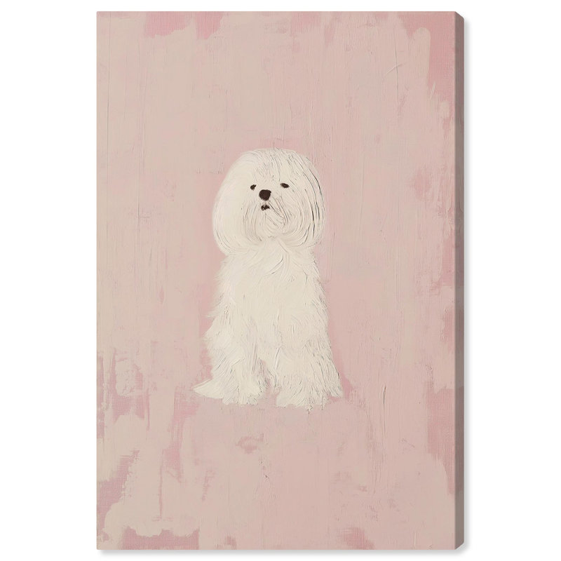 Snowpuff Whimsy Pink and White Abstract Canvas Wall Art