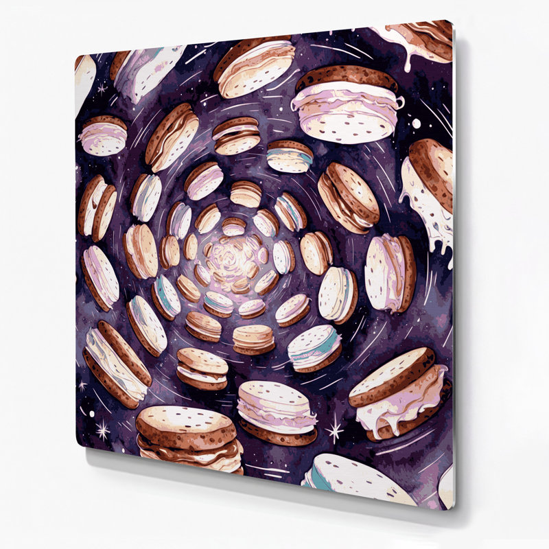 Desserts, crème glacée, sandwich, art mural en métal mauve