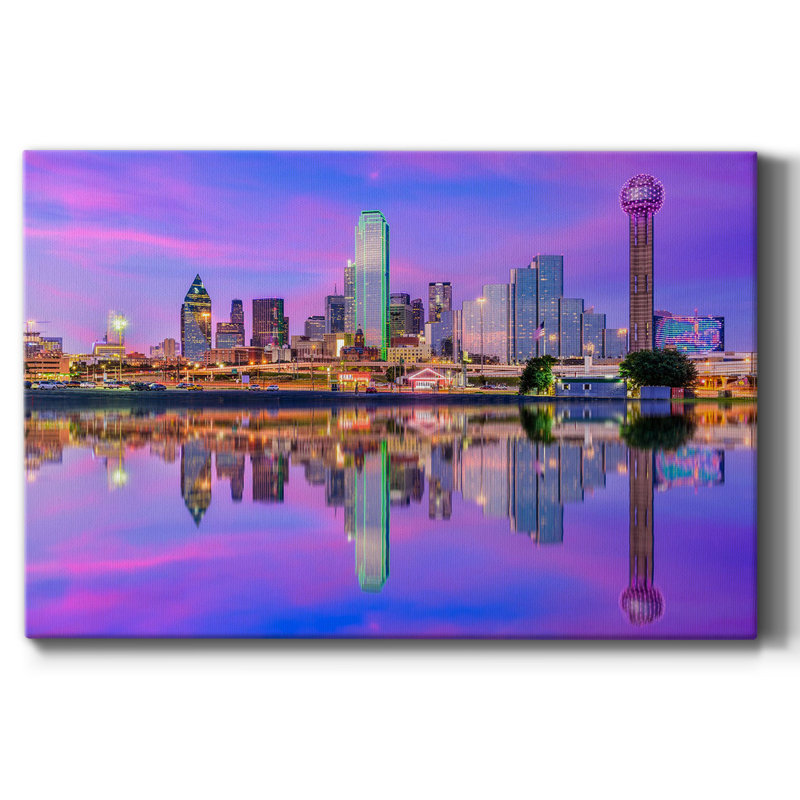 18_Dallas Texas USA, toile tendue avec châssis de qualité supérieure - prête à être accrochée, H 48 po x l 32 po x P 1 po