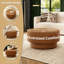 Table basse ronde ottomane de 84 cm (33 pouces), pouf double niveau au design moderne, repose-pieds rembourré en similicuir marron-133996463