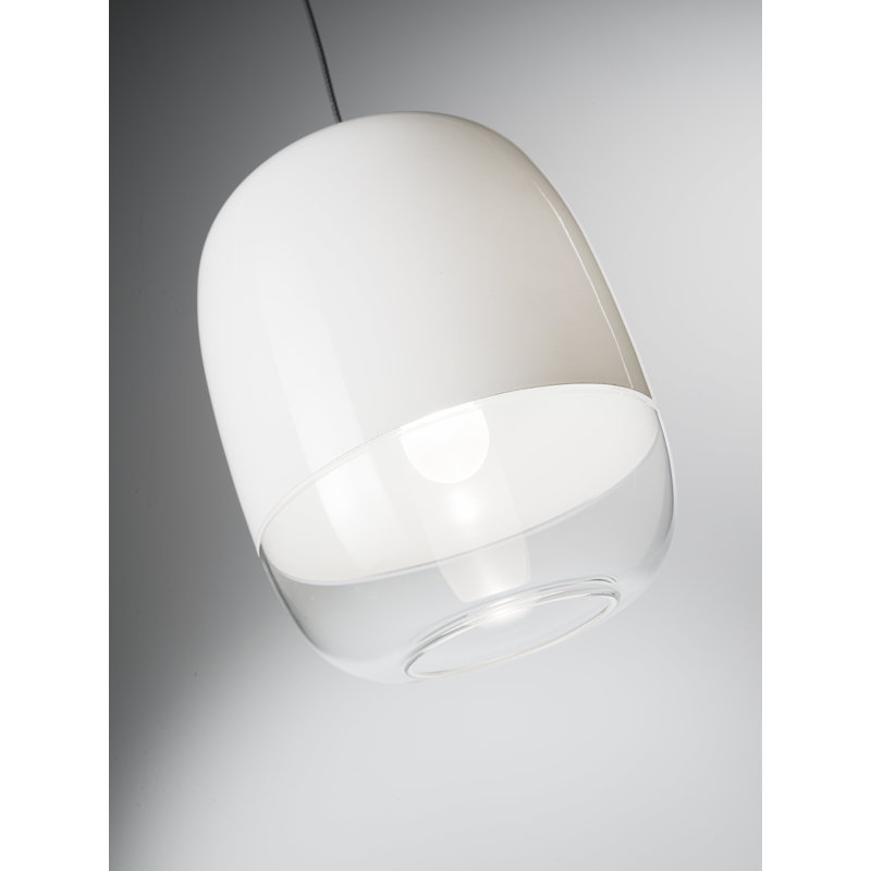 Gong 1 - Light Chrome Single Pendant, White, 318cm H x 13.5cm W x 13.5cm D