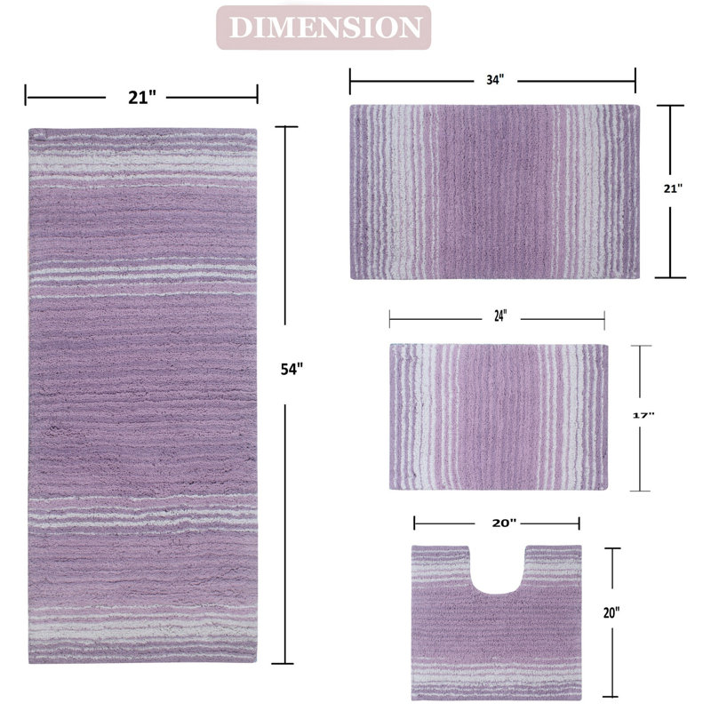 Alamanno 4 Piece Bath Rug Set, Purple