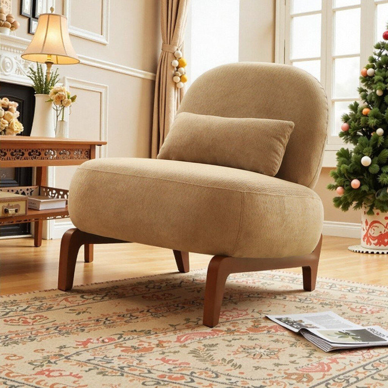 Fauteuil d'appoint en velours massif, Chameau