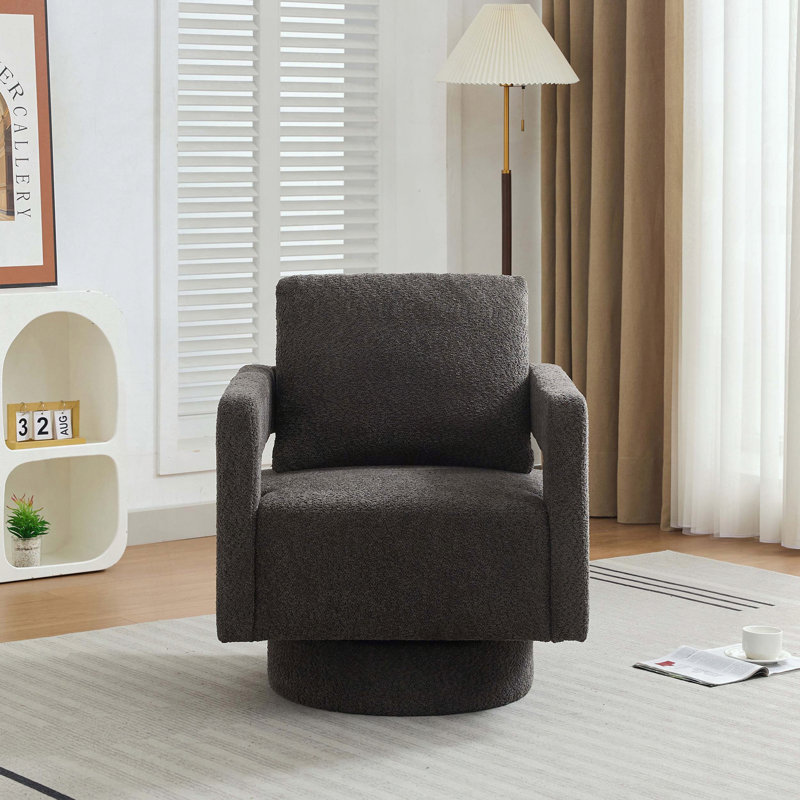 Fauteuil d'appoint carré pivotant - Boucle - Dossier ouvert - Gris anthracite