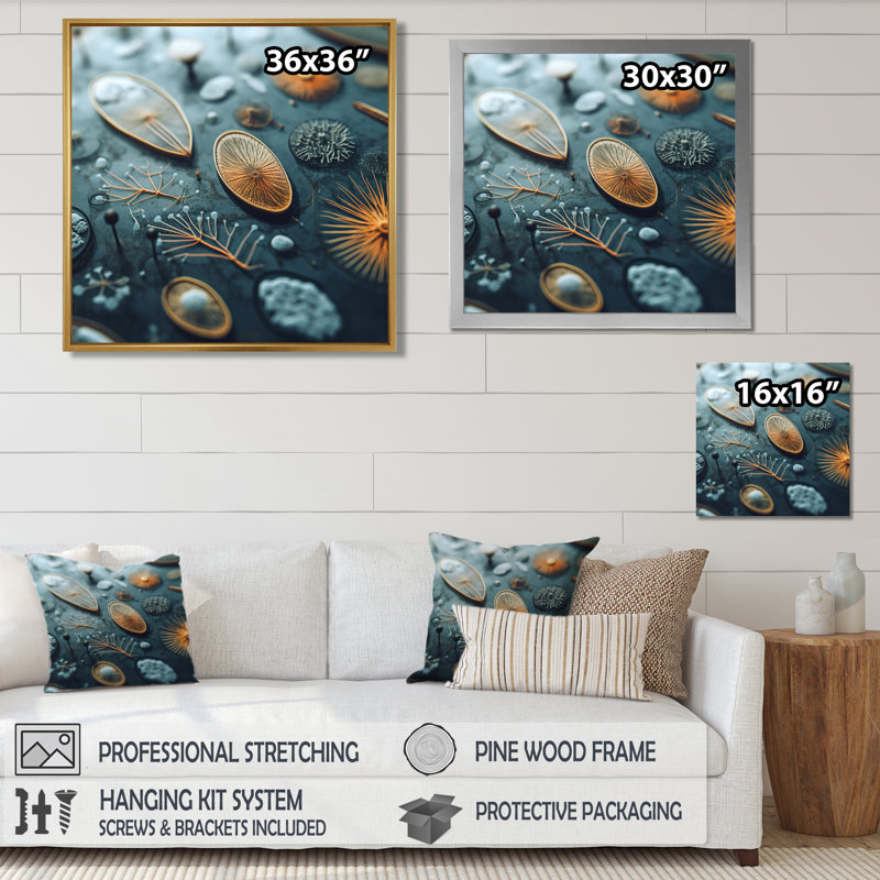 «Microscopic Life Botanical - Abstract», impression murale, H 30 po x l 30 po x P 1 po, Toile tendue