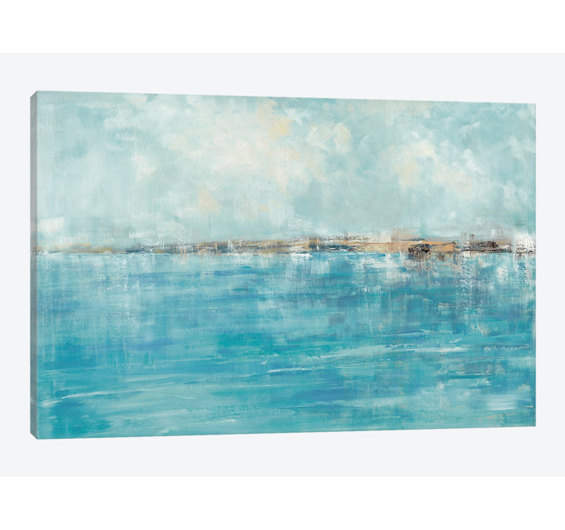 « seychelles », impression sur toile, H 32 po x l 48 po x P 1,5 po, Toile avec cadre noir, Pas de tapis