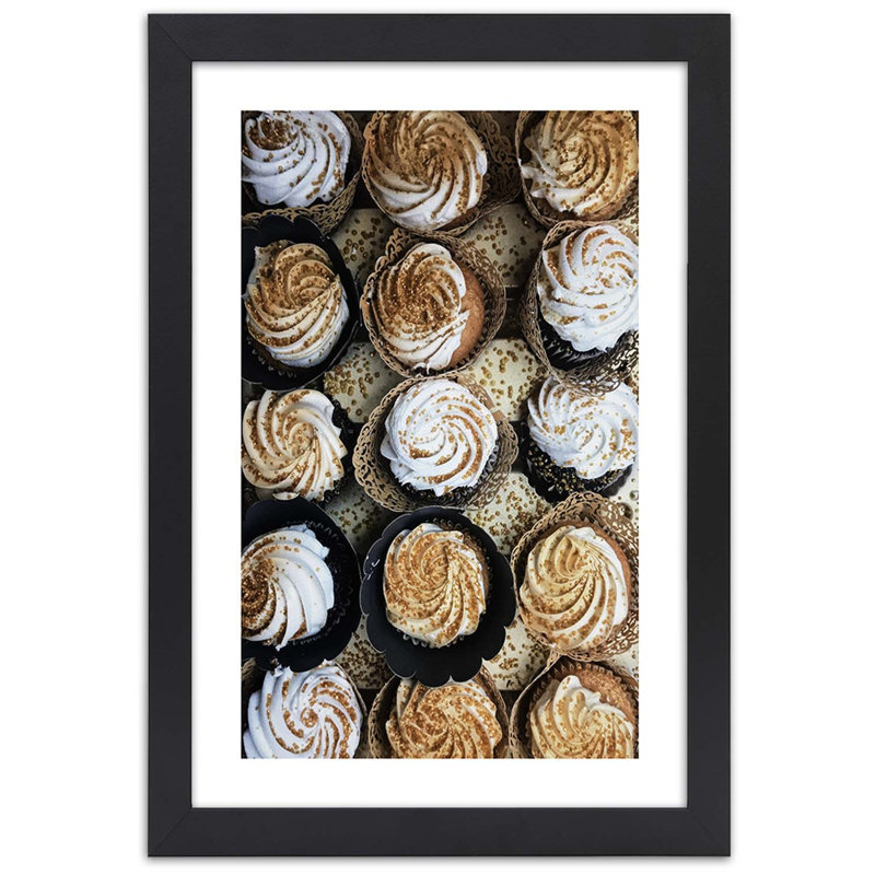 Candy Cakes In Beige - Single Picture Frame Print, 100cm H x 70cm W, Black