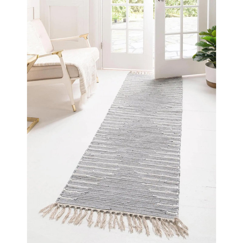 Cotton Geometric Indoor Rug, Runner 2' x 8'