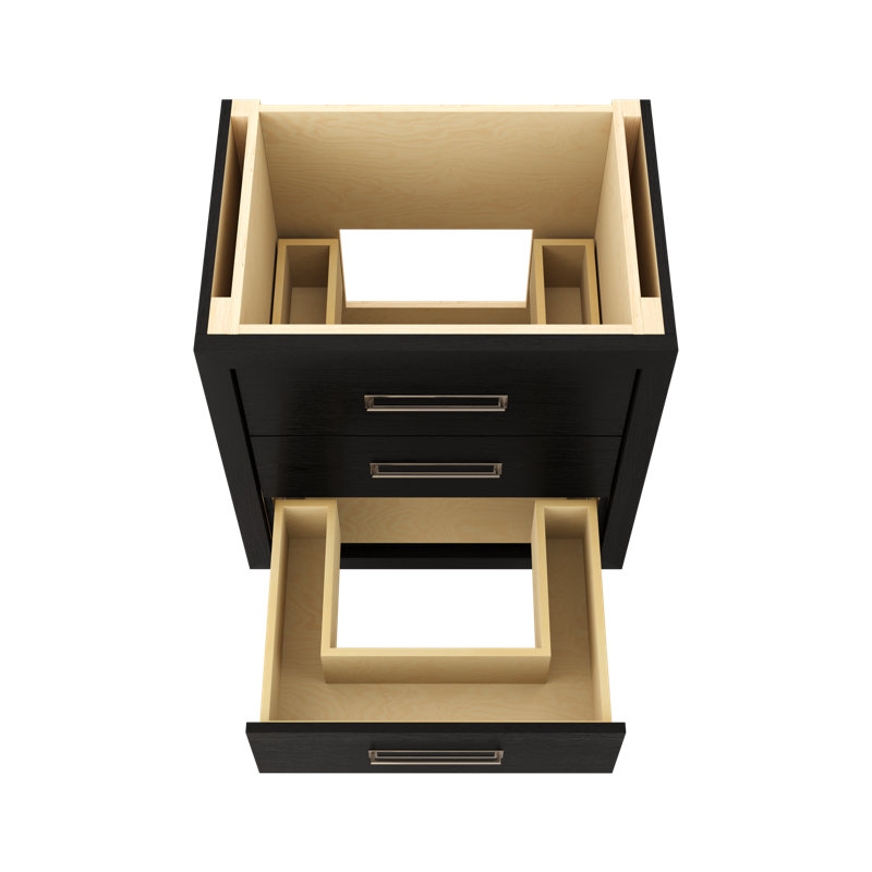 Avalon Three-Drawer Single Bath Vanity, 30", Classic Black, Satin Nickel