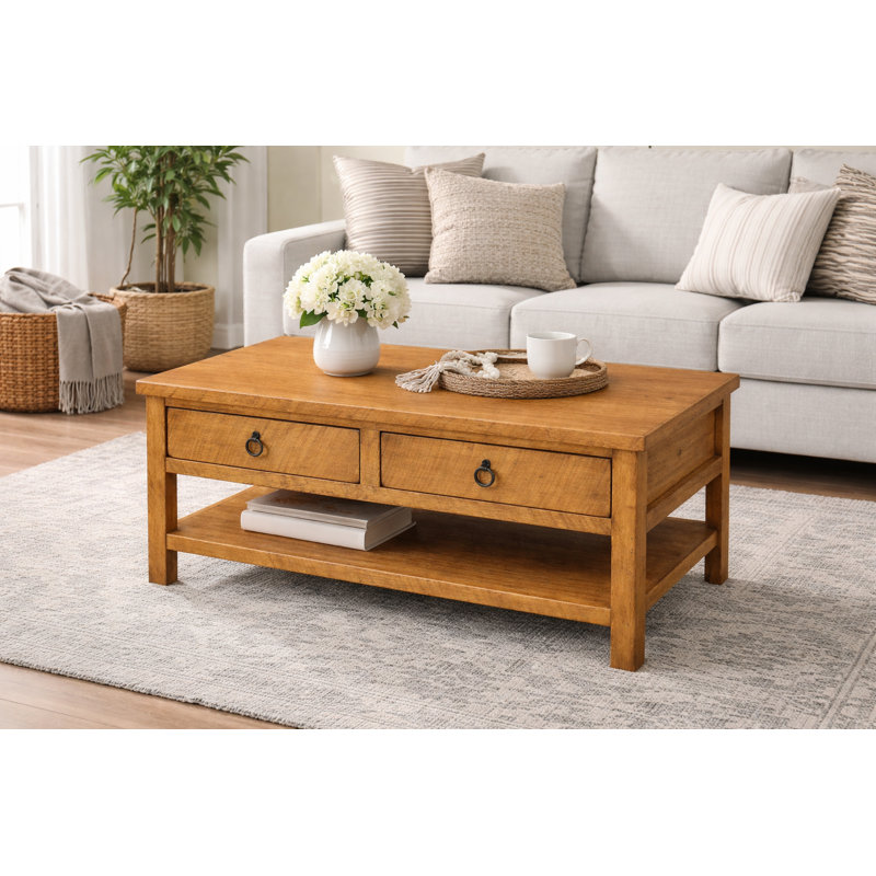 Bloomingdale Solid Wood Coffee Table, Rustic Yellow