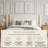 Linen Upholstered Platform Bed with Full-Slab Base & Hydraulic Lift Storage - Gold Accents-460118715-460118712