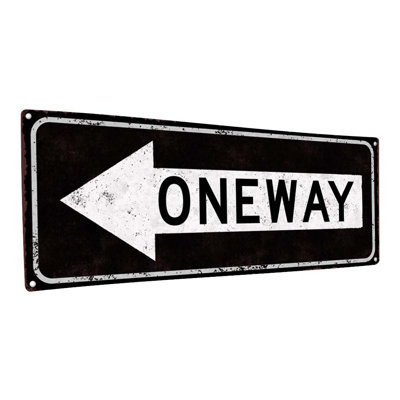 " Distressed, One Way Left Metal Sign "