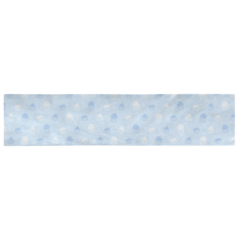 Chemin de table géométrique avicia, 90 po x 16 po, Bleu / Blanc, 100 % coton