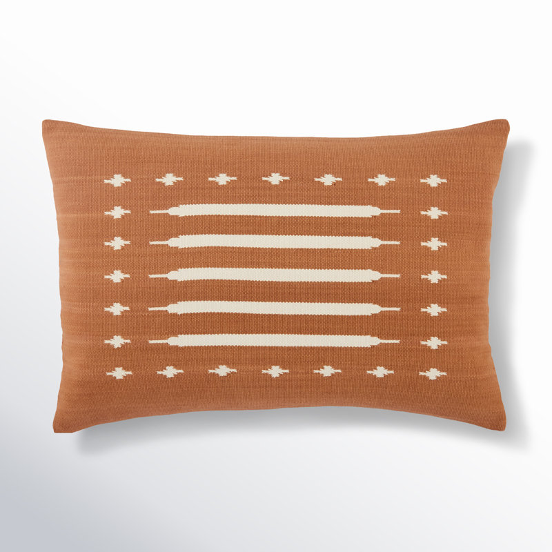Estela Rectangular Cotton Pillow Cover & Insert, Down, Orange