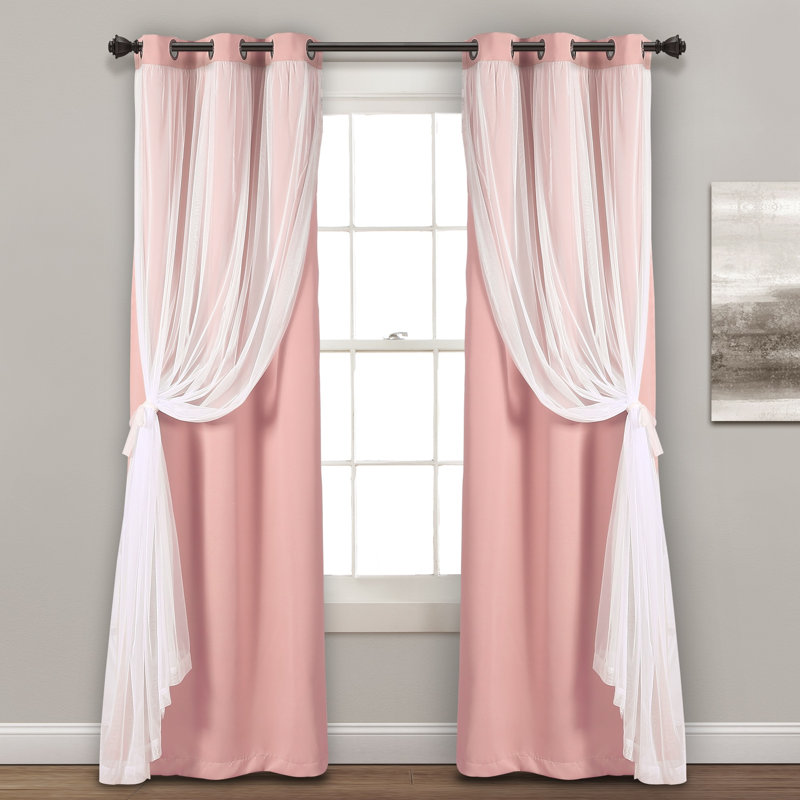 Ensemble de panneaux transparents avec œillets Lush Dcor 38 x 108, L 38 po x L 95 po, Rose