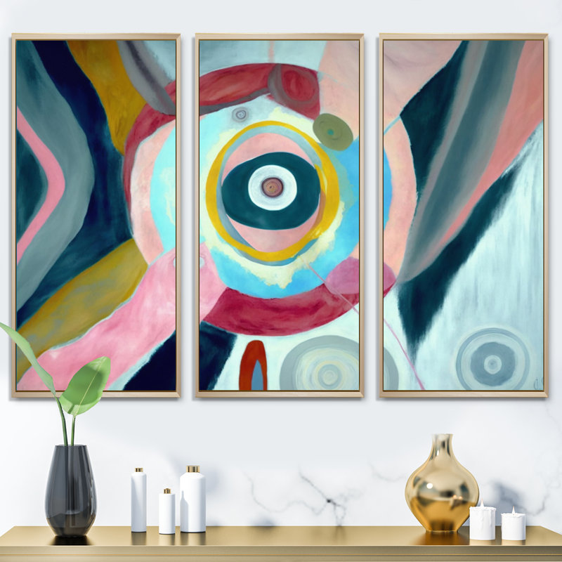 Mystic Terra Rosa Wisdom IV - 3 pièces sur toile, Toile avec cadre naturel, H 20 po x l 36 po x P 1 po