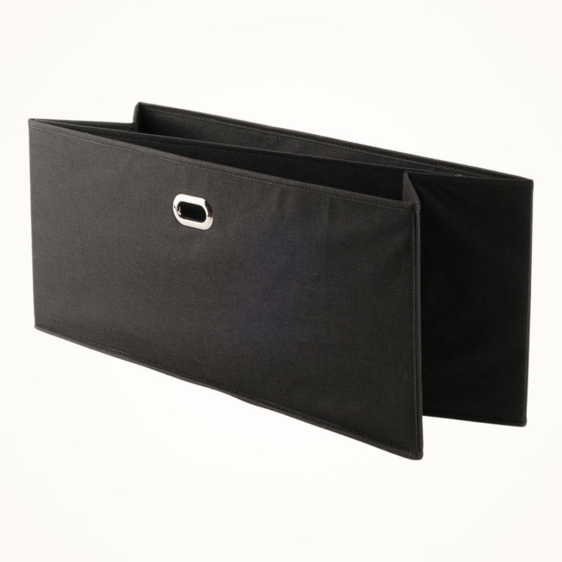 Ikeda 2-Piece Foldable Fabric Basket Set in Black, 9.94'' H X 22.89'' W X 10.03'' D, 9.94" H x 22.89" W x 10.03" D, Black