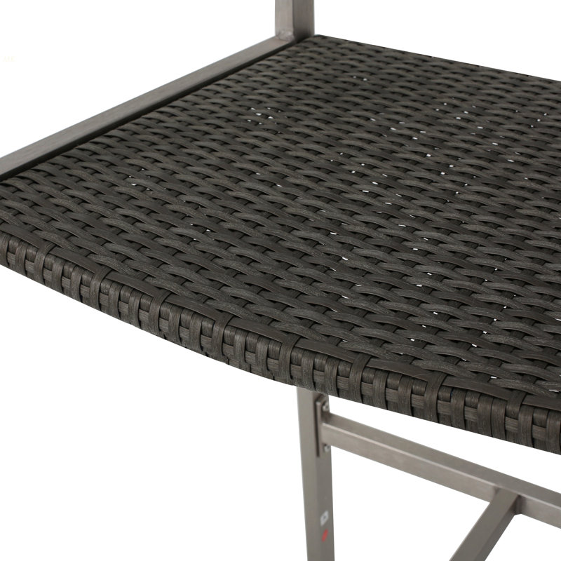 Outdoor 29.50" Rust-Proof Aluminum Barstools With PE Rattan Seat And Backrest, Set Of 2, Silver & Grey, Silver/Gray