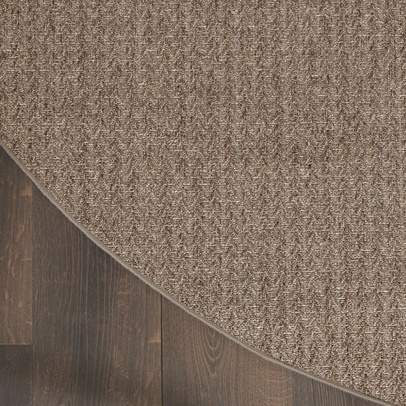 Cantara Chevron Indoor/Outdoor Area Rug, Round 8', Brown