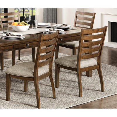 Chaises d'appoint de salle à manger de style traditionnel 2 pièces, finition en bois de cerisier, dossier, revêtement texturé beige, charge de 250 lb, chaises en bois de finition bohémienne 2 pièces, dossier pour la pièce, capacité de charge,