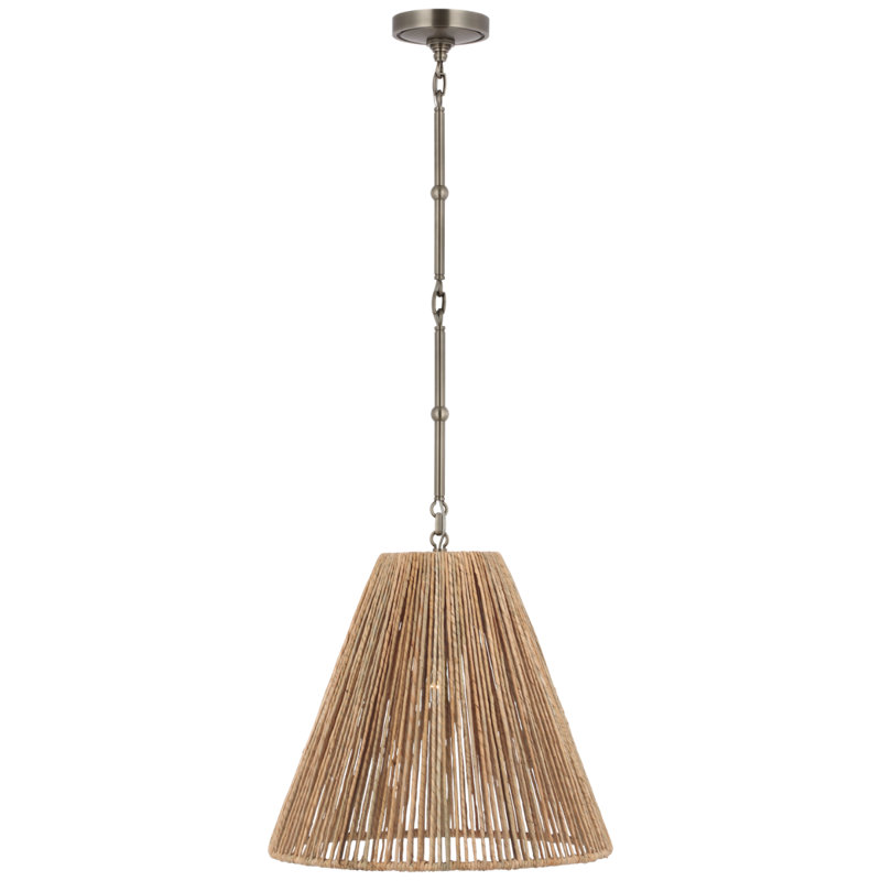 Goodman Pendant by Thomas O'Brien, 15.5" H x 18" W x 18" D, Antique Nickel