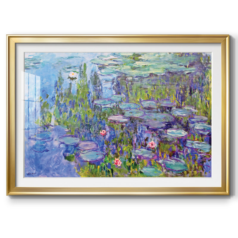 Nymphéas, 1914, impression encadrée sur papier, Or, H 15 po x l 21 po x P 1,5 po