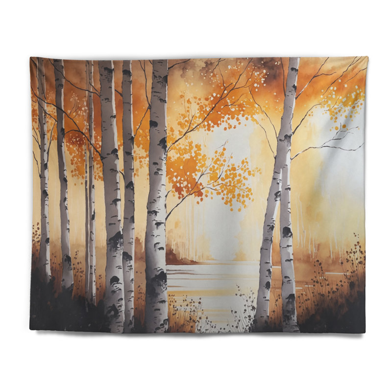 - Tapisserie murale paysage forêt, H 32 po x l 39 po