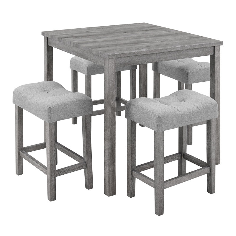 Bar Table And Chairs Set, 5 Piece Dining Table Set, gris