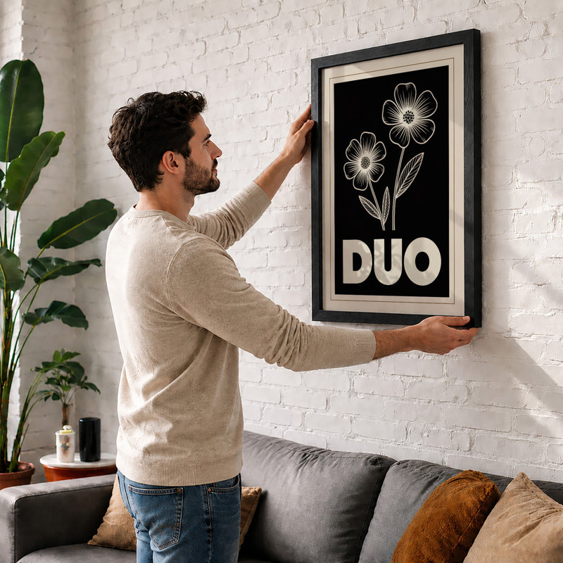 Duo Blooms Botanical - Framed Print, A3 - 42.0 x 29.7 cm, White