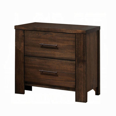 Classic Oak Finish Nightstand With Two Drawers Wooden Bedroom Furniture 1Pc