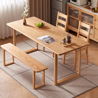 Burlywood Rectangular Solid Wood Dining Table