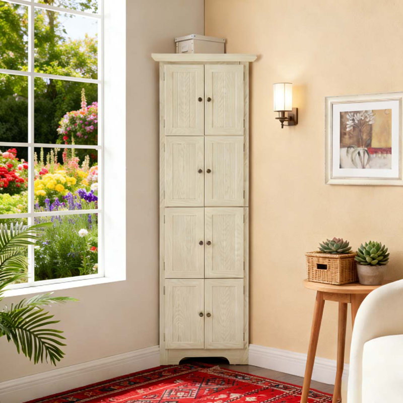 Armoire de rangement 72 po avec 8 portes, Blanc