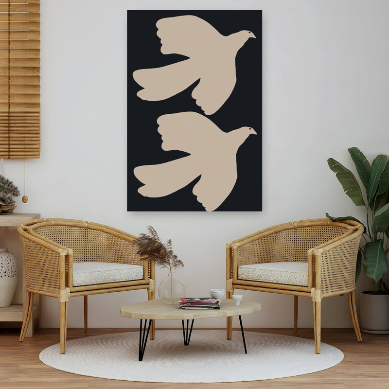 Doves In Flight Elegant Minimalist Peaceful Bird Nature Wall Art Print 1 Piece Wrapped Canvas Wall Art, 152.4cm H x 101.6cm W