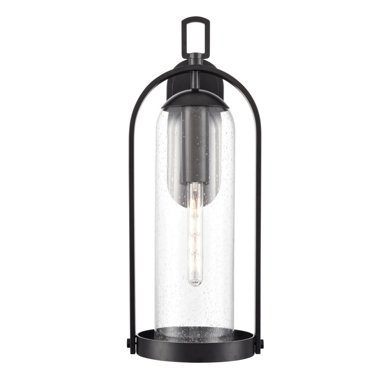 Amberlie 1-Light Outdoor Wall Sconce - Powder Coated Black, 24.75" H x 10.25" W x 10.5" D 