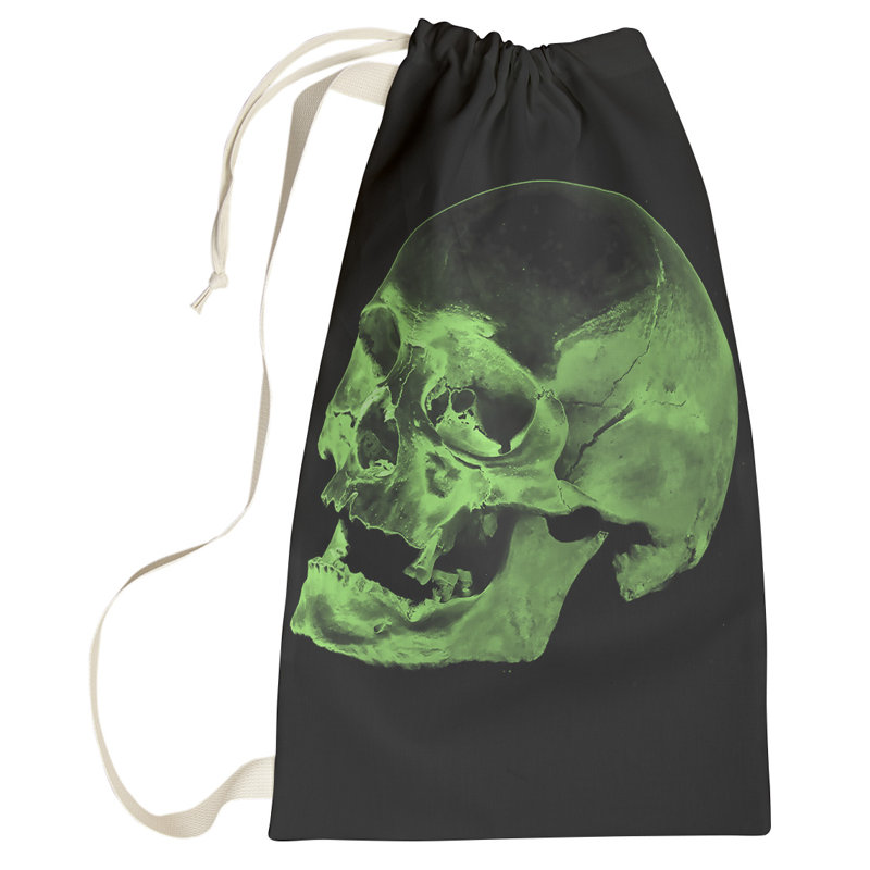 Sac à linge crâne, Grand (H 76,5 po x l 29,5 po x P 1,5 po), Vert