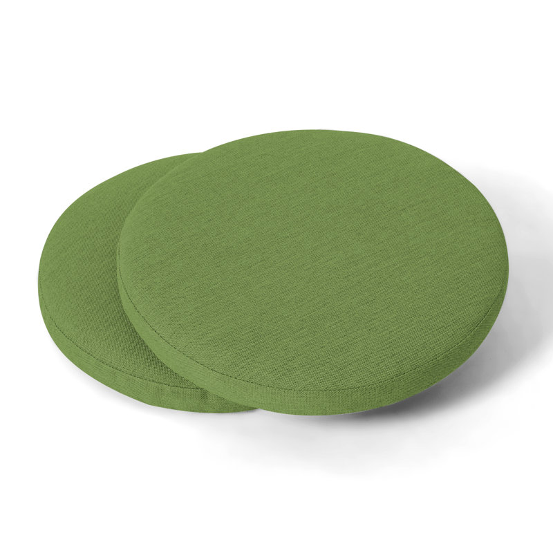 Outdoor 15'' x 1.4" Green Round Chair Seat Cushions with Straps, Green